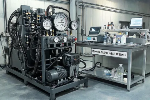 Hydraulic flow and pressure test rig