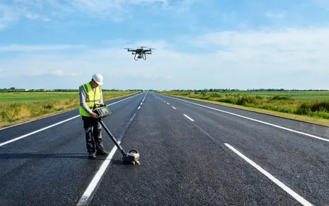 Density gauge and drone survey on completed highway
